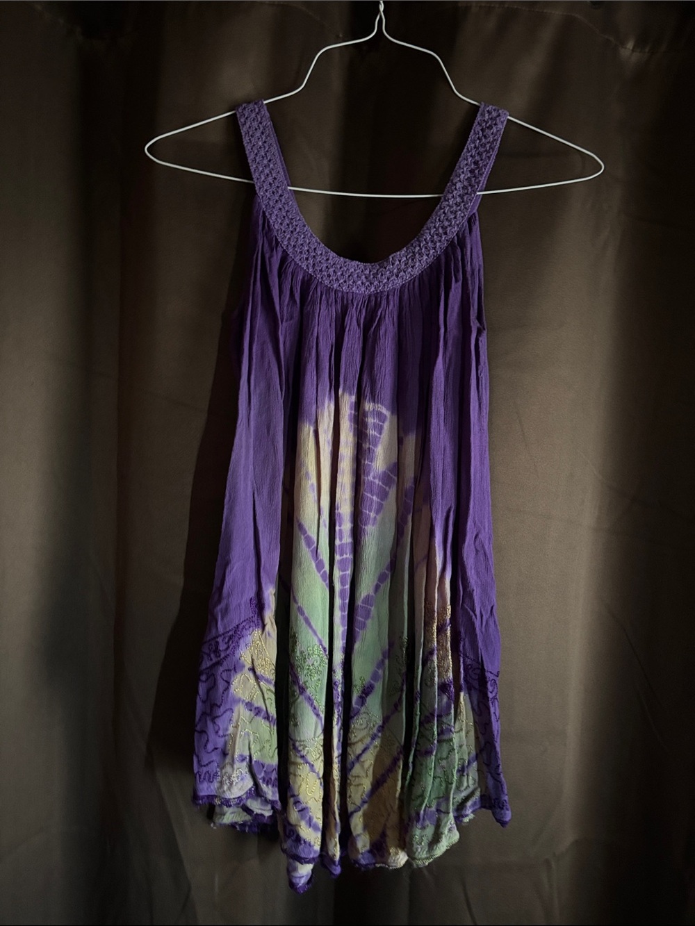 Purple Tie-Dye Boho Tank Top